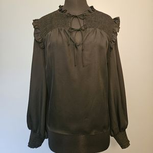 INC Black chiffon tie front blouse NWT XL